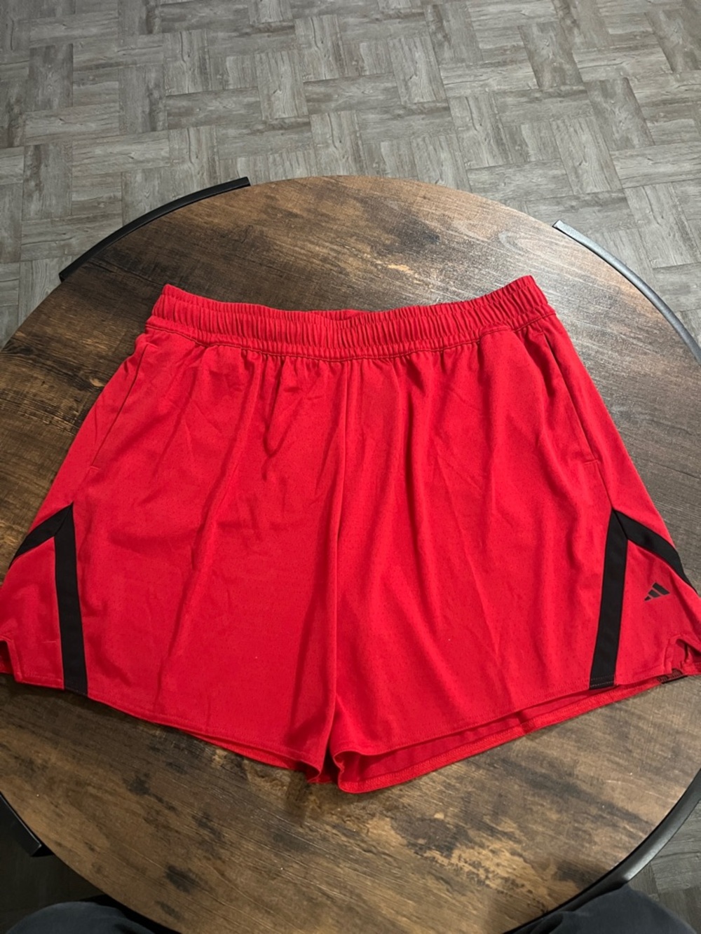 adidas Women’s Red Athletic Shorts with Black Accents